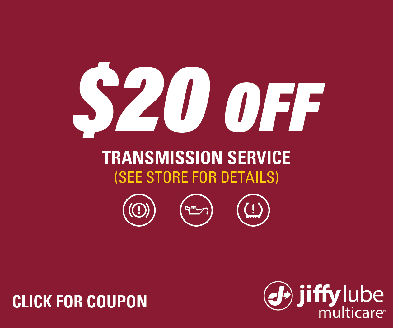 $20 OFF Transmission Service Website Image (Bronco Lube)