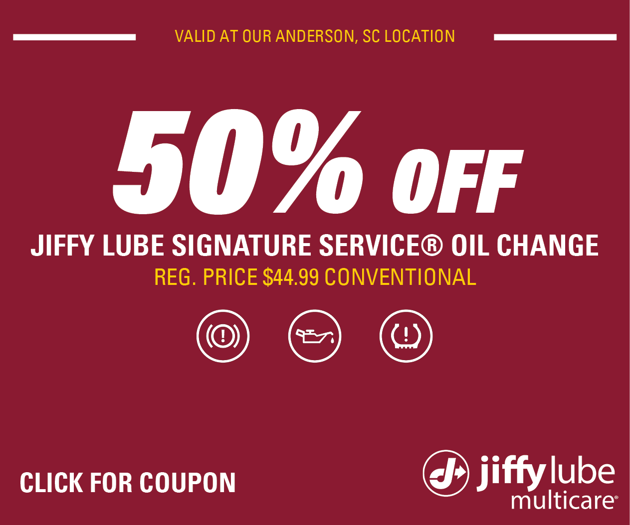 50% OFF Conventional SSOC Anderson Display Ad Website Image (Bronco Lube)