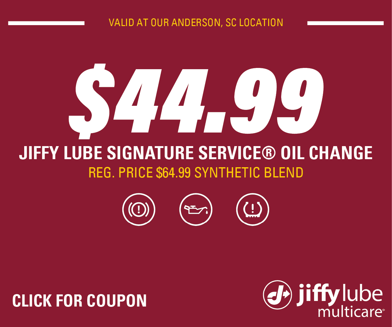 DISPLAY AD – $44.99 Synthetic Blend SSOC Anderson Website Image (Bronco Lube)