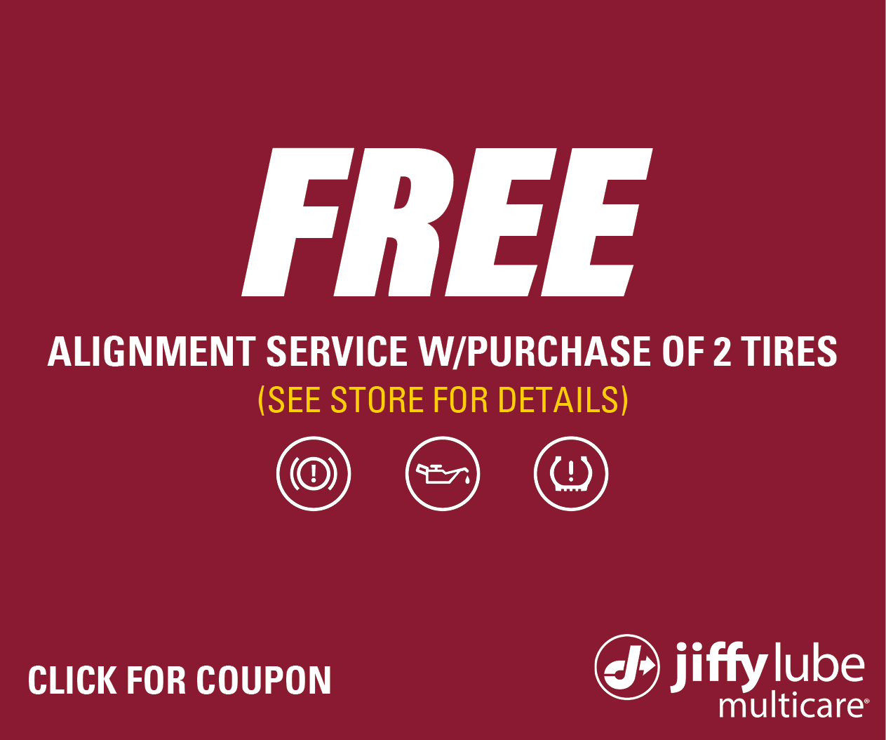 FREE Alignment Service With Purchase Of 2 Tires Website Image (Bronco Lube)