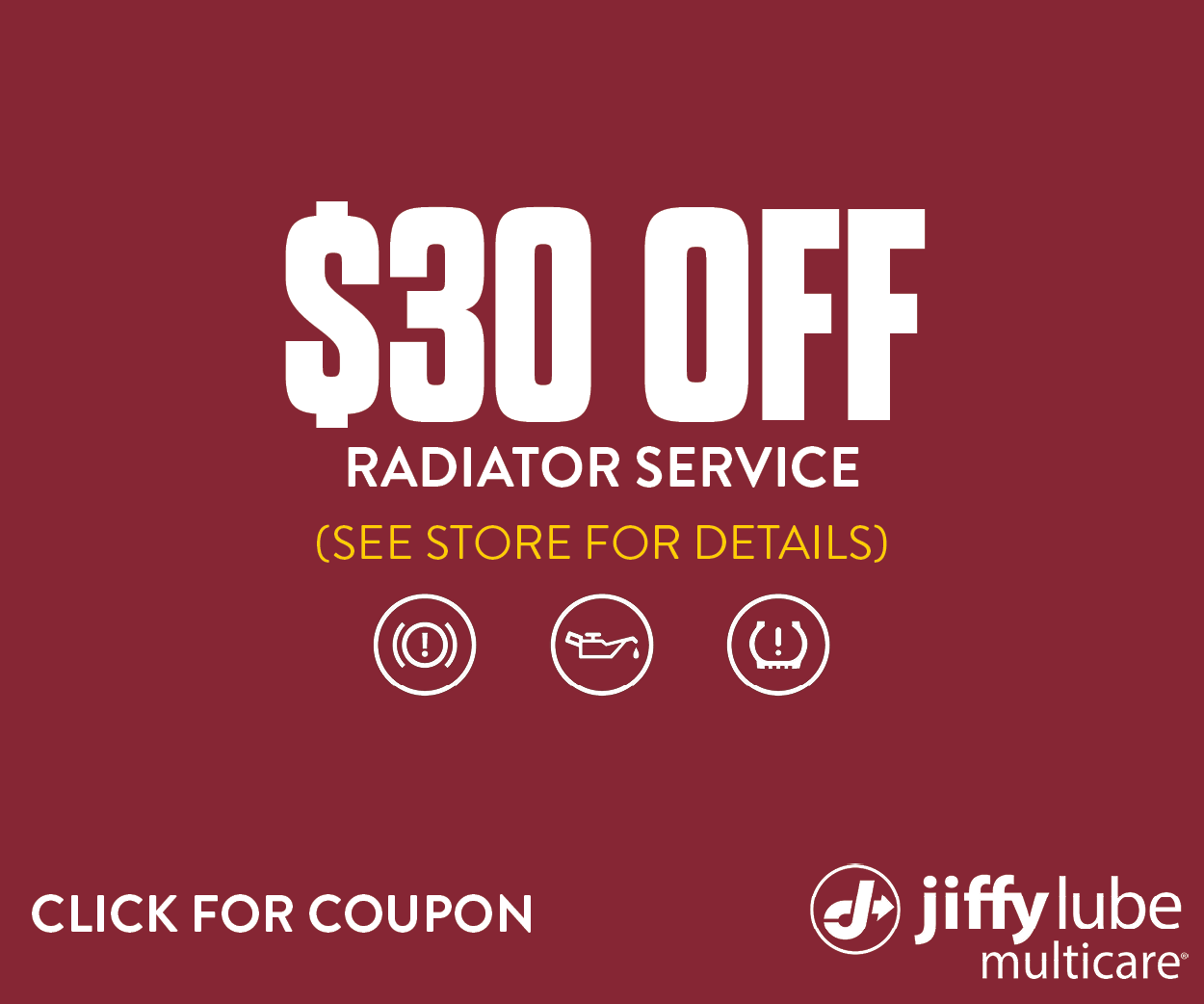 2024 – $30 OFF Radiator Service Website Image (Bronco Lube)