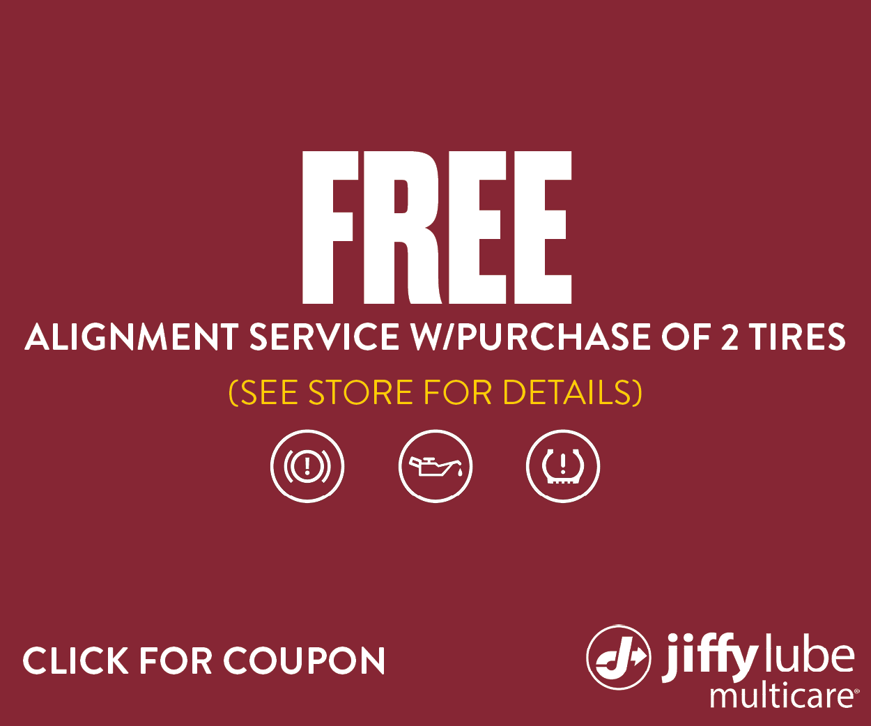 2024 – FREE Alignment Service W:Purchase of 2 Tires Image (Bronco Lube)